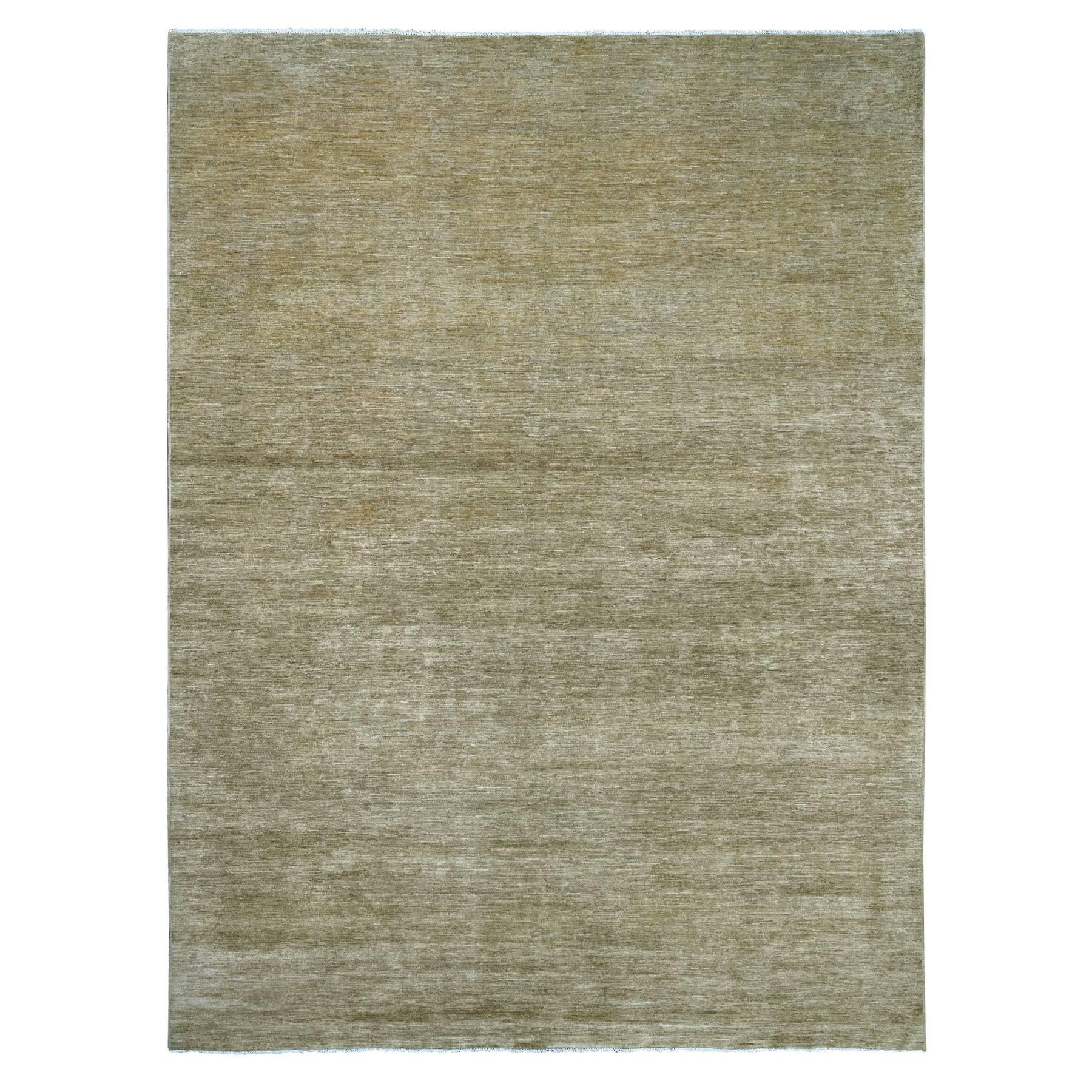 11'8"x15'3" Khaki Brown, Plain Solid Pattern, Hand Knotted, Hand Spun Ghazni Wool, Lush and Plush, XL, Oversized, Oriental Rug 